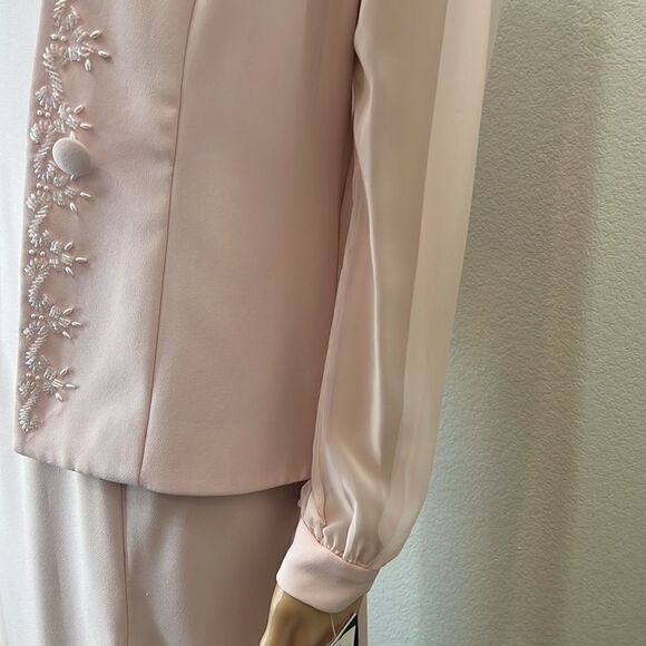 JR Nites Dress & Jacket Formal Size 6 & 8 Petite Beaded 2 Piece Pink Blush Rose - Picture 5 of 14